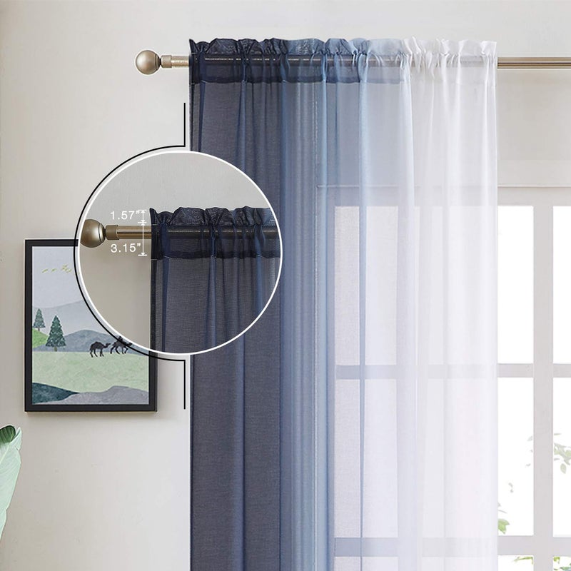 July Joy Dark Grey Ombre Faux Linen Sheer Curtains for Bedroom Living Room Rod Pocket, 2 Tone Reversible Gradient Voile Semi Window Curtains,Privacy and Light Filtering, Set of 2 Panels, 54 x 96 Inch Length - Image 3